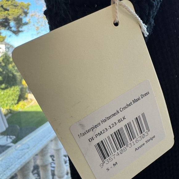 Peppermayo Exclusive - Masterpiece Halterneck Crochet Maxi Dress - Azure Stripe - Picture 8 of 8